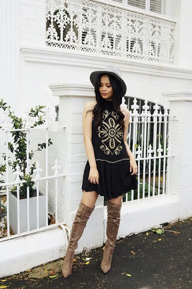 Pandora Embroidered Dress Black