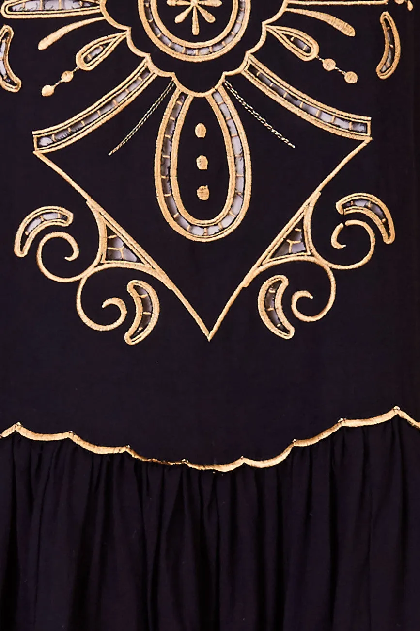 Pandora Embroidered Dress Black