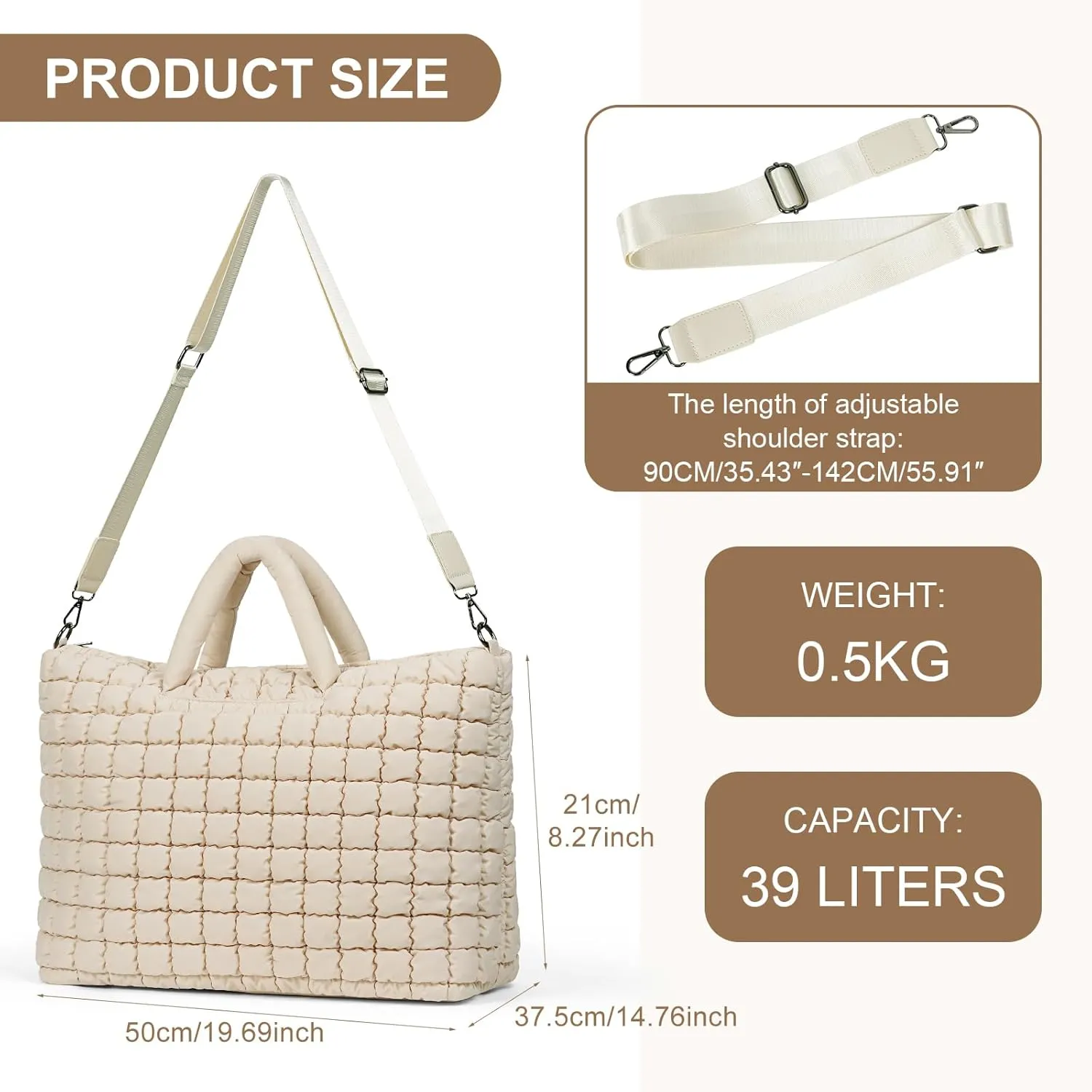Quilted Duffle Bag for Travel, Large Puffer Duffel Weekender Bags Soft Gym Tote, Big Puffy Carry on Luggage Overnight