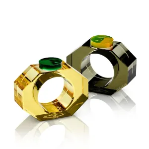Shelby Napkin Rings Yellow/Green & Grey/Neon Yellow - Reflections Copenhagen