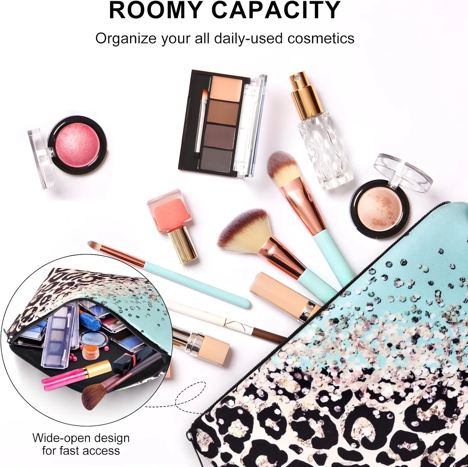 Small Travel Makeup Bag for Purse, Cute Cosmetic Bag for Women, Make Up Pouch, Makeup Brush Organizer Bags, Skincare Toiletry Bag, Pouches For Purse