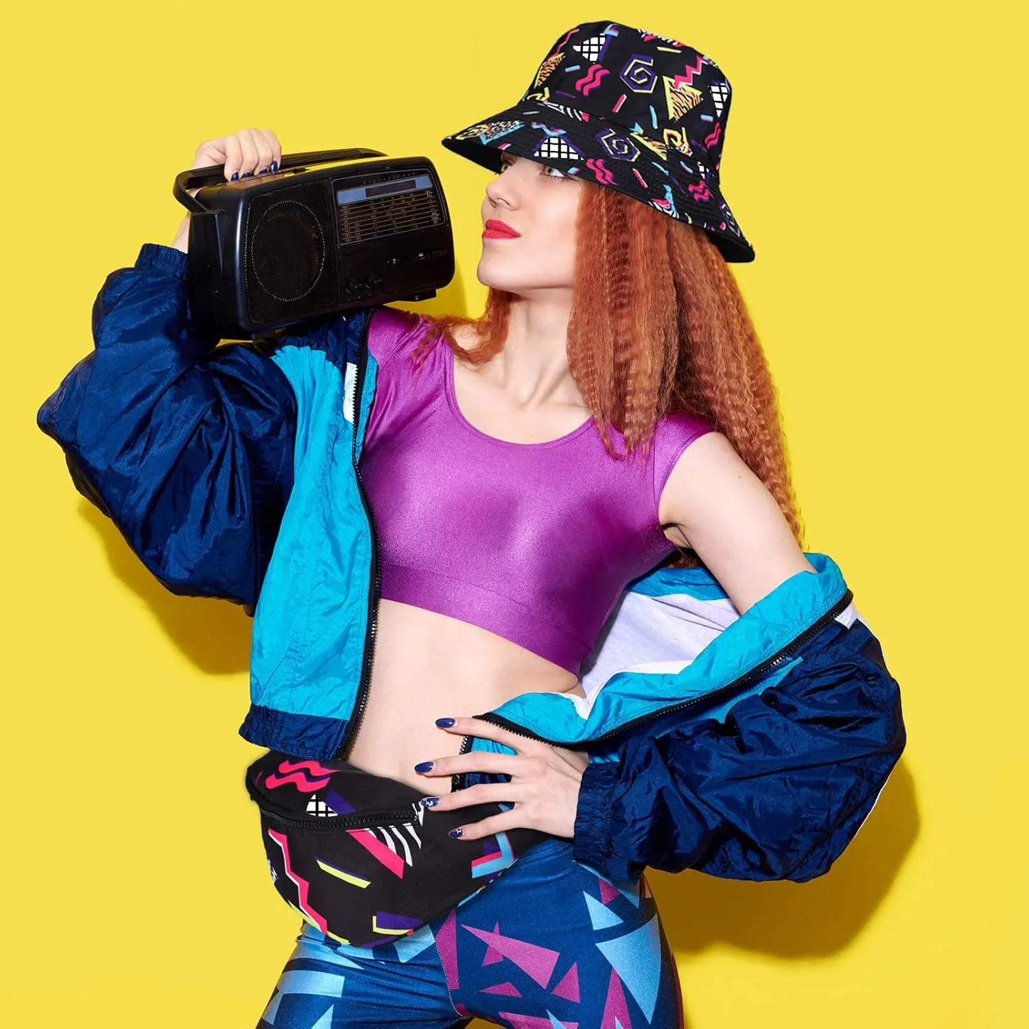 Sotiff 2 Pcs 80s 90s Fanny Pack Retro Waist Packs for Men Women Adjustable Casual Waist Bag Neon Cute Vintage Hiking Belt Bags for Travel Party Festival Hiking(Classic Style)