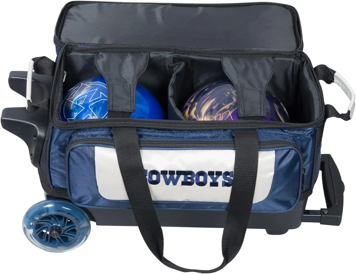 Strikeforce Bowling NFL Two Ball Bowling Roller Bag with Ball, Shoe and Accessory Pockets
