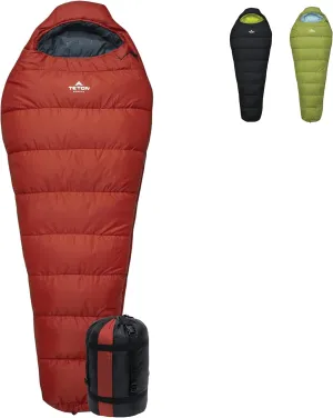 Teton LEEF Lightweight Mummy Sleeping Bag Perfect for Camping, Hiking, and Backpacking; Cold Weather Option, Compression Sack Included