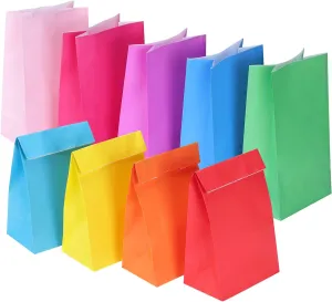 TOMNK 36pcs Paper Party Favor Bags, 9 Colors Small Gift Bags, 9.2 x 5.2 x 3.2, Wrapped Mini Goodie Bags for Birthdays, Baby Showers, Crafts and Activities, May Day, Wedding (Assorted Colors)