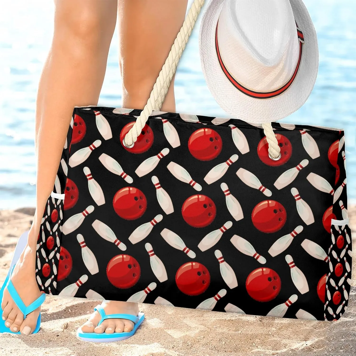 Tote Beach Bag for Women with Zipper Modern Large Waterproof Sandproof Swim Pool Bag