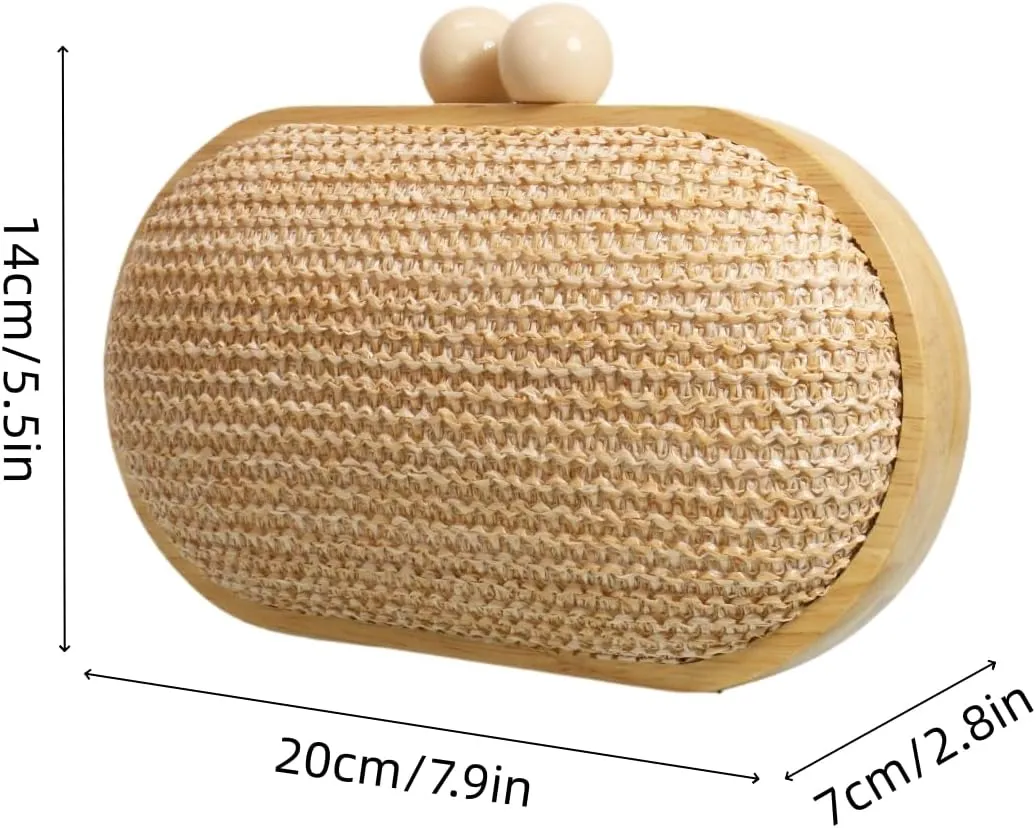 UMREN Straw Clutch Handbags Women Beach Crossbody Hand-woven Summer Purse Wallet Top handle Evening Bag for Wedding Party