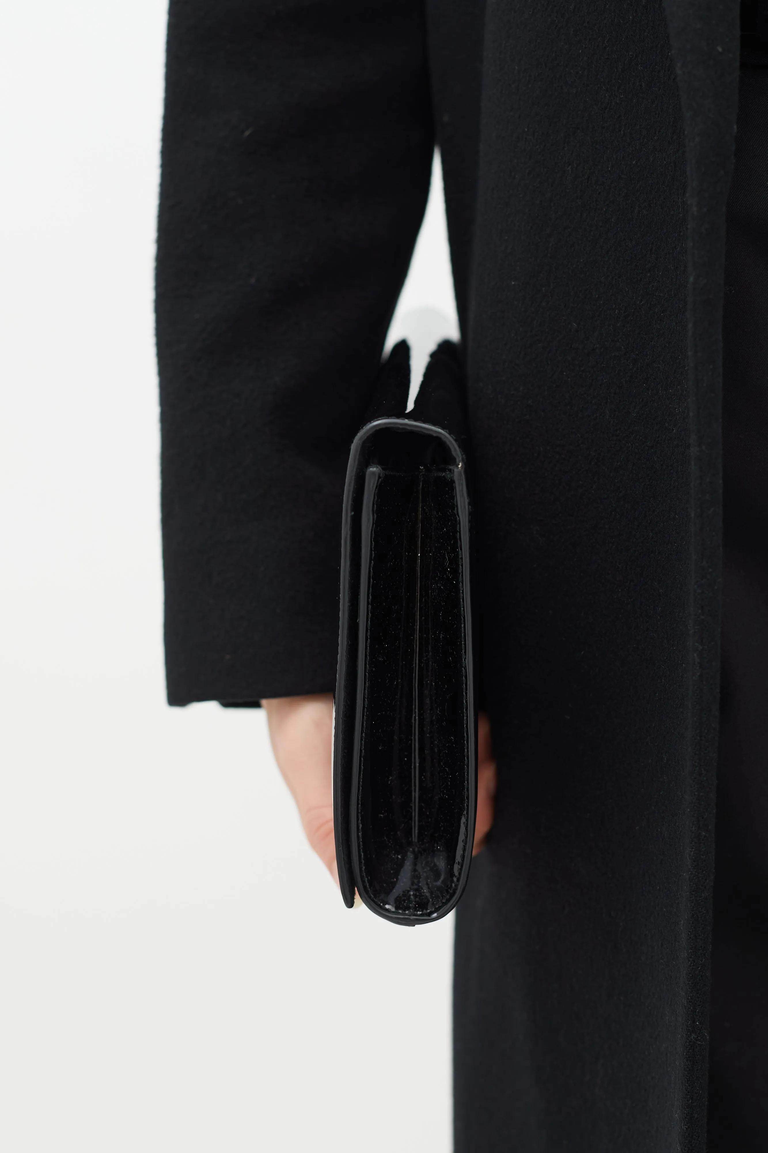 Vintage Black Patent Leather Belle De Jour Clutch
