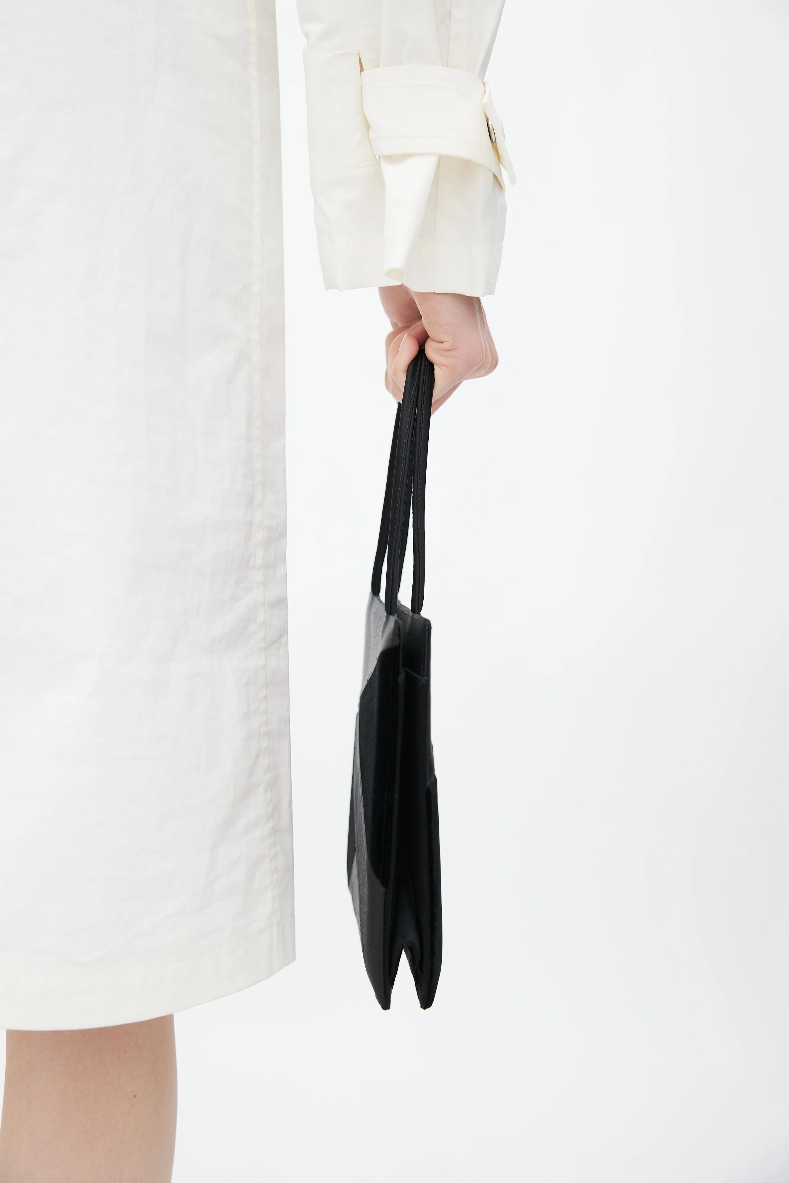 Vintage Black Satin & Suede Shoulder Bag