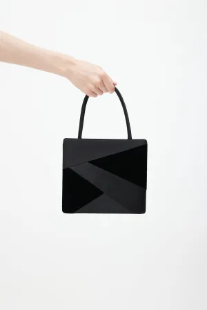 Vintage Black Satin & Suede Shoulder Bag