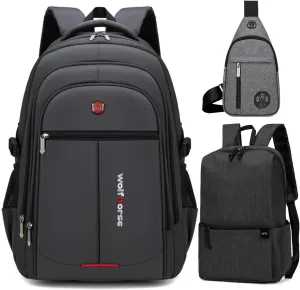 Water Resistant Laptop Backpack with Shoulder Strap, Standard Trvel Backpack for Men and Women, Black (Dark gray)